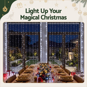 Jingle Jollys 6X3M Christmas Lights Curtain Light Cool White 600 LED