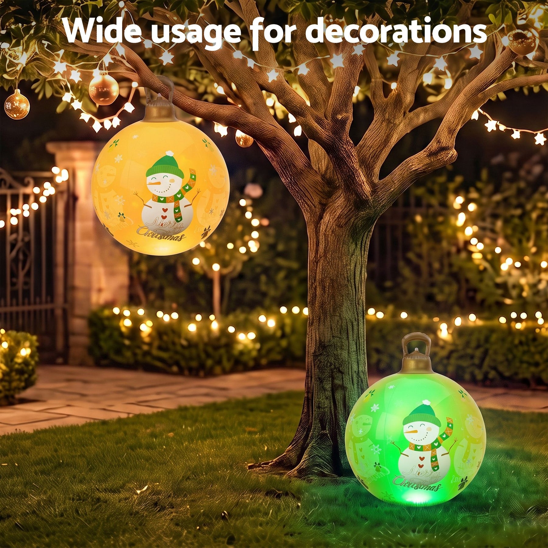 Jingle Jollys Christmas Inflatable Ball 60cm Led Illuminated Snowman Xmas Decor