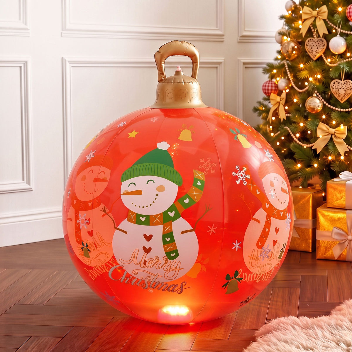 Jingle Jollys Christmas Inflatable Ball 60cm Illuminated Led Snowman Xmas Decor