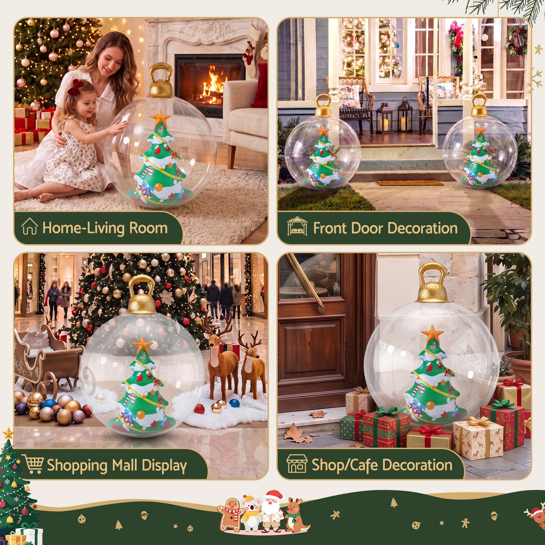 Jingle Jollys Christmas Inflatable Ball 60cm Tree Decoration Giant Bauble Clear