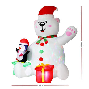 Jingle Jollys Christmas Inflatable Bear 1.8M Height LED Outdoor Decorations Illuminated