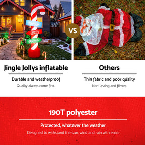 Jingle Jollys Christmas Inflatable Candy Pole 2.4M Illuminated Decorations