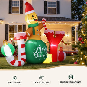Jingle Jollys Christmas Inflatable Gingerman Joy 3M Long Outdoor Decorations Illuminated