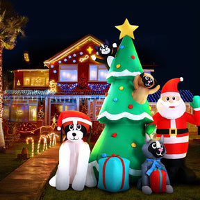 Jingle Jollys Christmas Inflatable Santa Tree 3M Illuminated Decorations