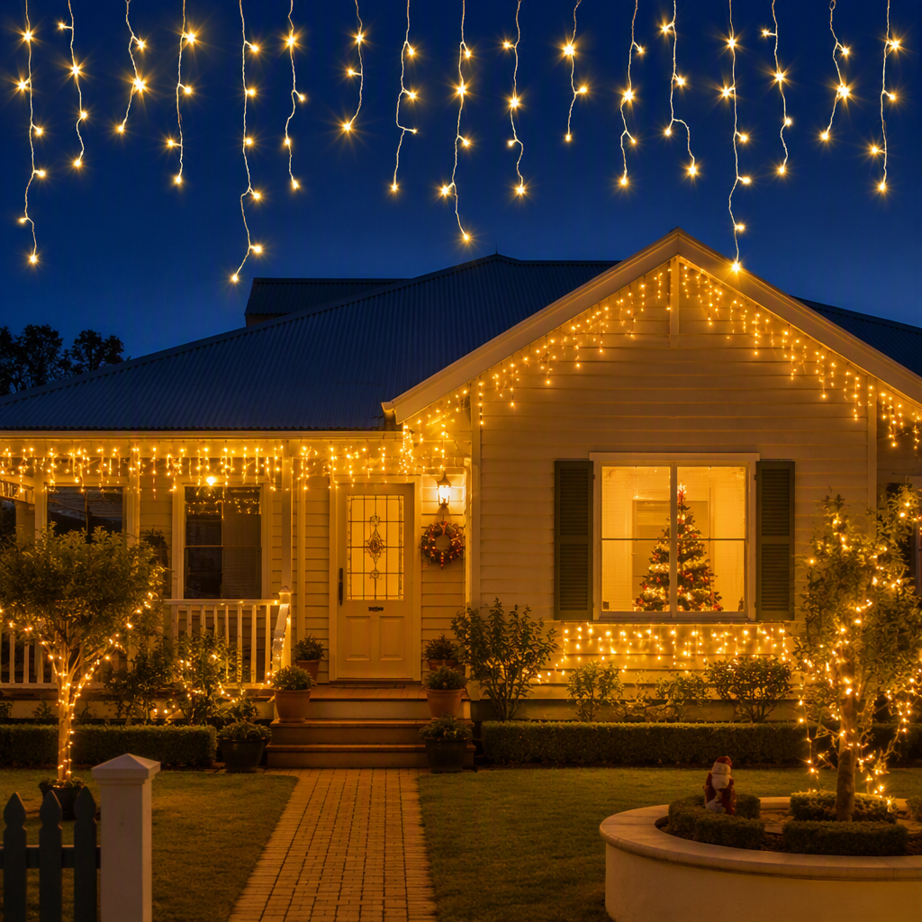 20M Christmas Lights Icicle Light 800 LED Warm White Decor Jingle Jollys