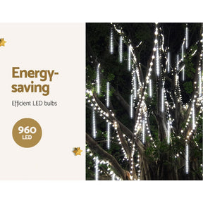 12M Christmas Lights Icicle Light 960 LED Falling Metor Jingle Jollys