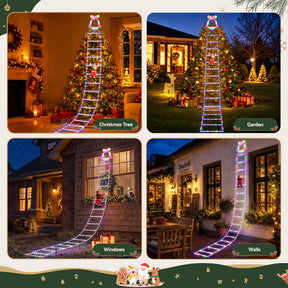 Jingle Jollys 3.5M Christmas Lights 300 LED Ladder Light with Santa Claus Decor