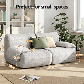 Artiss 2 Seater Sofa Modular Sectional Sofas Couch Bed No Assembly Living Room Grey - SportZone.co.nz