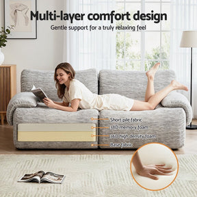 Artiss 2 Seater Sofa Modular Sectional Sofas Couch Bed No Assembly Living Room Grey - SportZone.co.nz