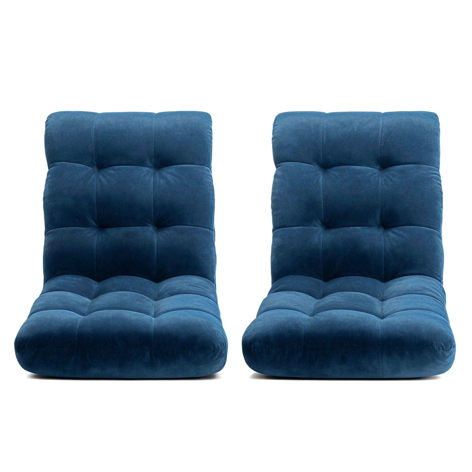 Artiss 2PCS Floor Lounge Sofa Bed Flannel Fabric Navy - SportZone.co.nz