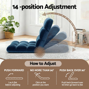 Artiss 2PCS Floor Lounge Sofa Bed Flannel Fabric Navy - SportZone.co.nz