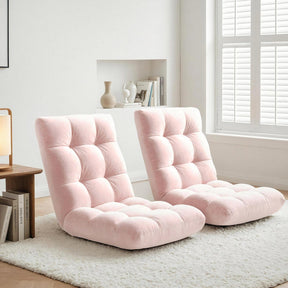 Artiss 2PCS Floor Lounge Sofa Bed Flannel Fabric Pink - SportZone.co.nz
