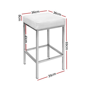 Artiss 2x Bar Stools Leather Padded Metal White - SportZone.co.nz