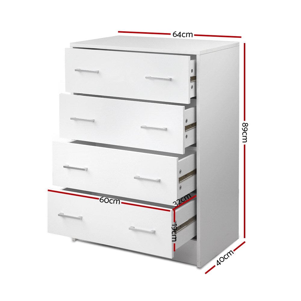 Artiss 4 Chest of Drawers - ANDES White - SportZone.co.nz