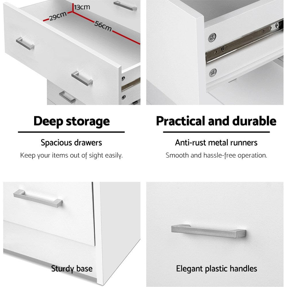 Artiss 4 Chest of Drawers - ANDES White - SportZone.co.nz