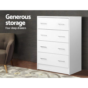 Artiss 4 Chest of Drawers - ANDES White - SportZone.co.nz