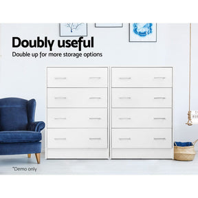 Artiss 4 Chest of Drawers - ANDES White - SportZone.co.nz