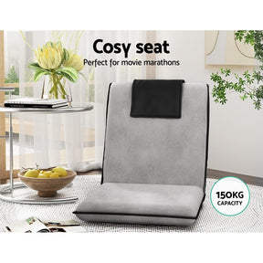 Artiss 4X Floor Lounge Sofa Bed Floor Cushion Velvet Grey - SportZone.co.nz