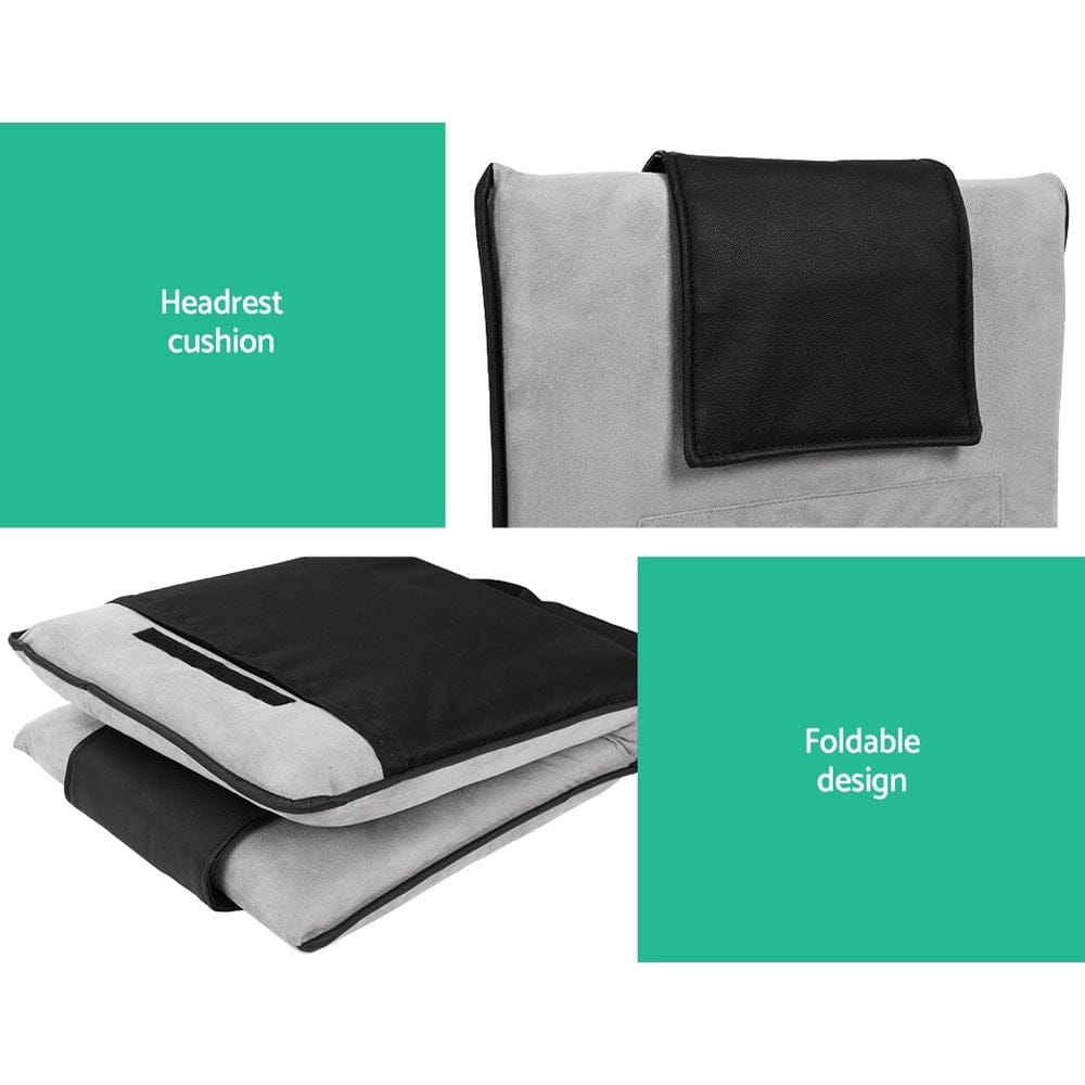 Artiss 4X Floor Lounge Sofa Bed Floor Cushion Velvet Grey - SportZone.co.nz
