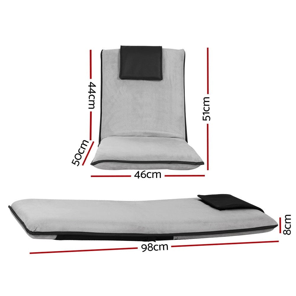 Artiss 4X Floor Lounge Sofa Bed Floor Cushion Velvet Grey - SportZone.co.nz