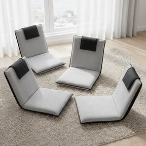 Artiss 4X Floor Lounge Sofa Bed Floor Cushion Velvet Grey - SportZone.co.nz