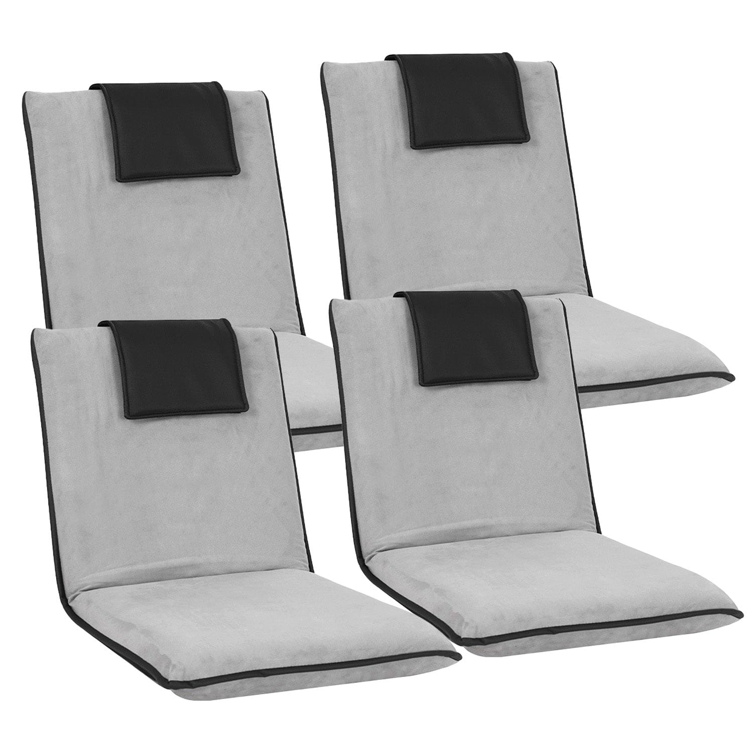 Artiss 4X Floor Lounge Sofa Bed Floor Cushion Velvet Grey - SportZone.co.nz