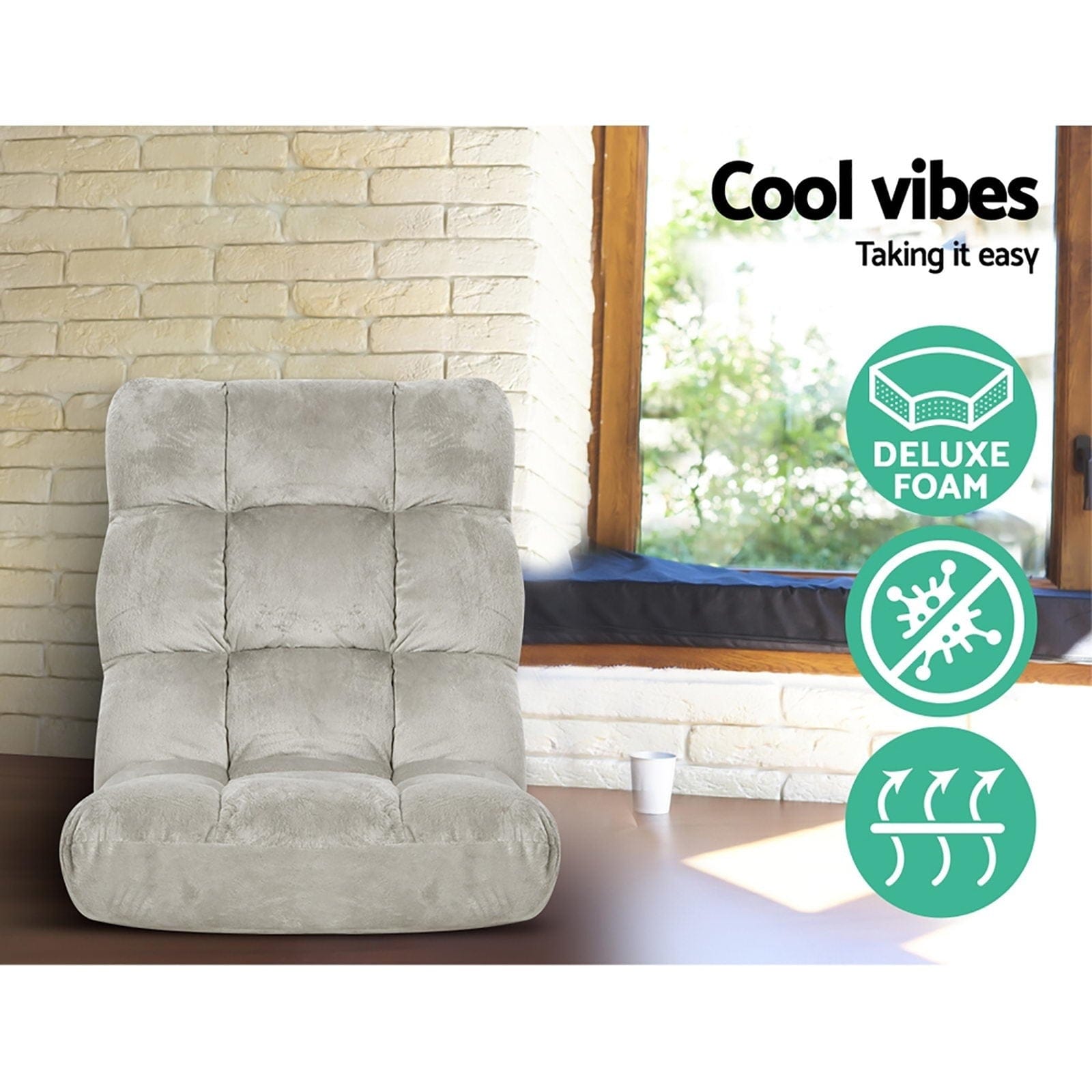 Artiss 4X Lounge Sofa Bed Flannel Fabric Grey - SportZone.co.nz