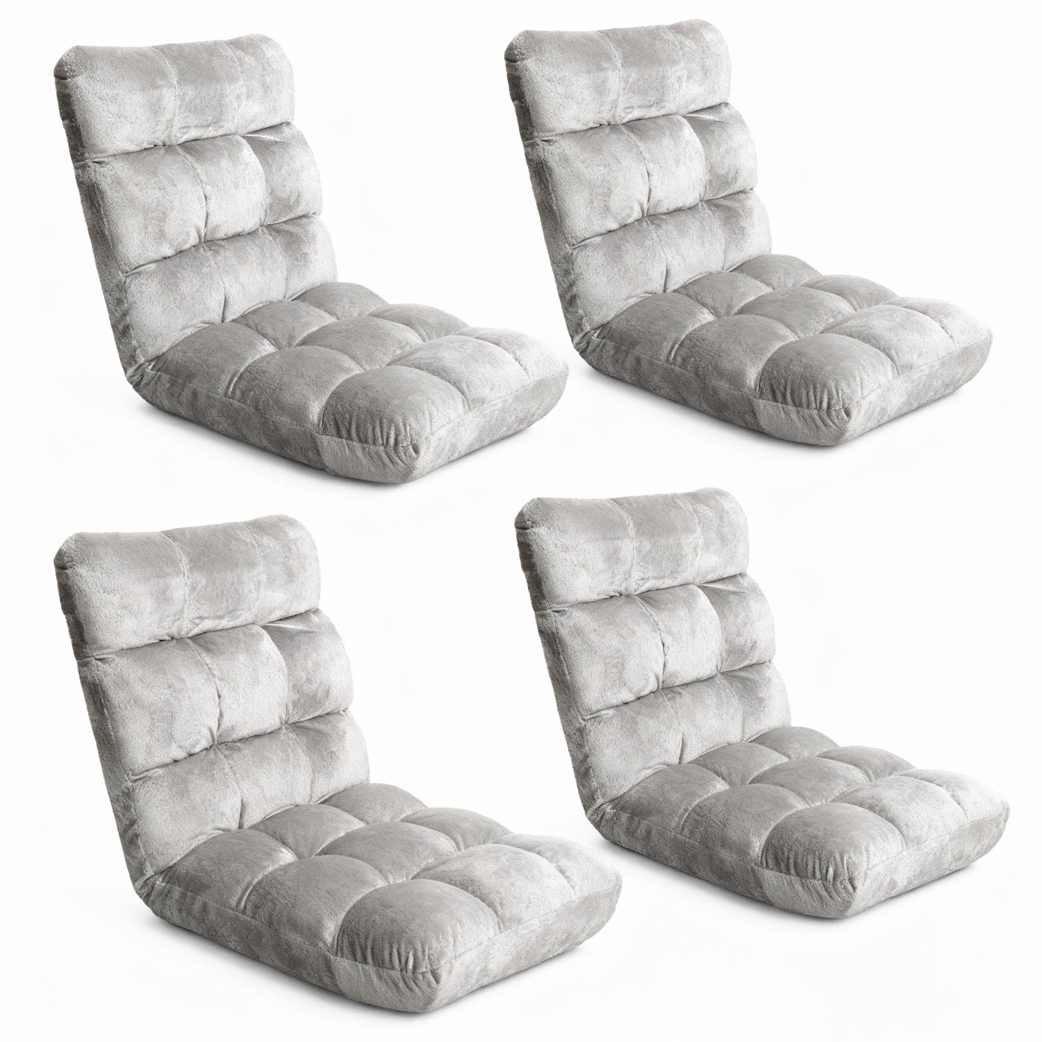 Artiss 4X Lounge Sofa Bed Flannel Fabric Grey - SportZone.co.nz