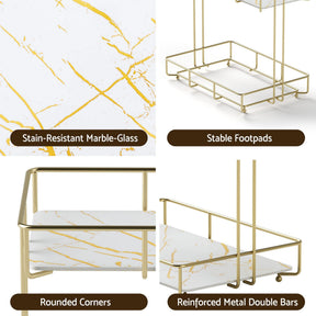 Artiss Bathroom Storage Rack 2 Tier Corner Organiser Gold Marble Look - SportZone.co.nz