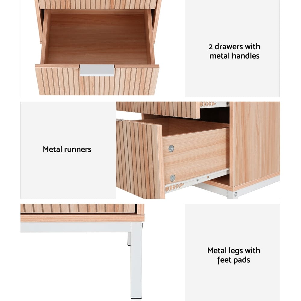 Artiss Bedside Table Drawers Side End Table Storage Cabinet Nightstand Pine LURA - SportZone.co.nz