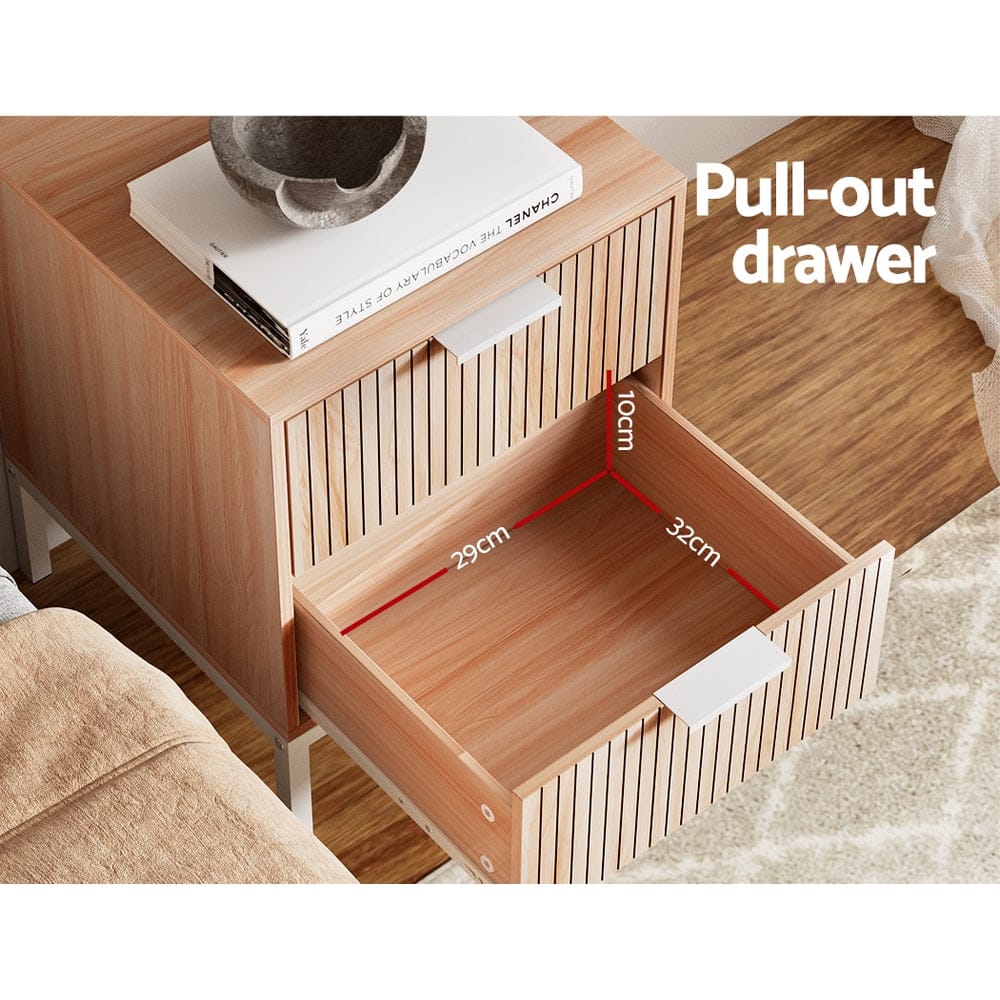 Artiss Bedside Table Drawers Side End Table Storage Cabinet Nightstand Pine LURA - SportZone.co.nz