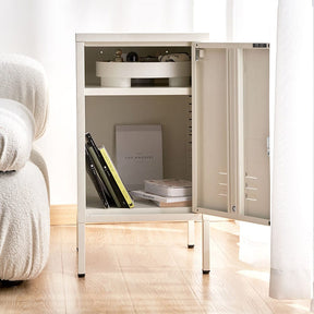 Artiss Bedside Table Metal Cabinet - White - SportZone.co.nz