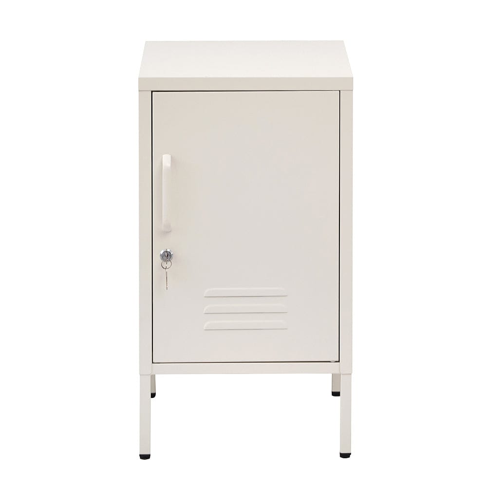 Artiss Bedside Table Metal Cabinet - White - SportZone.co.nz