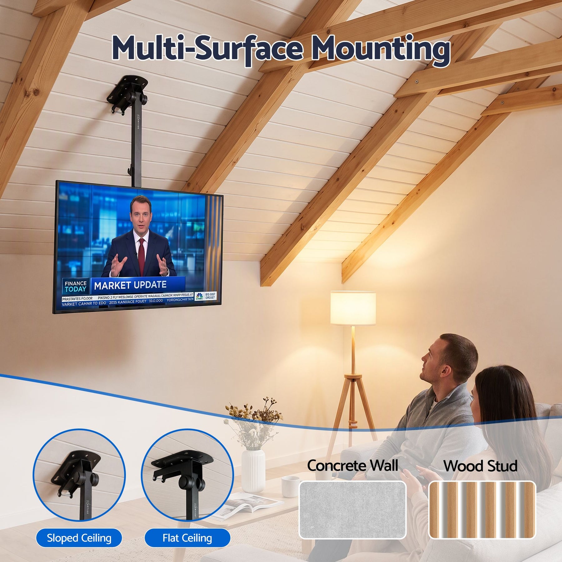 Artiss Ceiling TV Mount 23-55 Inch Flip Down Folding VESA 400x400 Height Adjustable Swivel - SportZone.co.nz