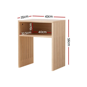 Artiss Coffee Table Storage Shelf Fluted Side Pine - SportZone.co.nz