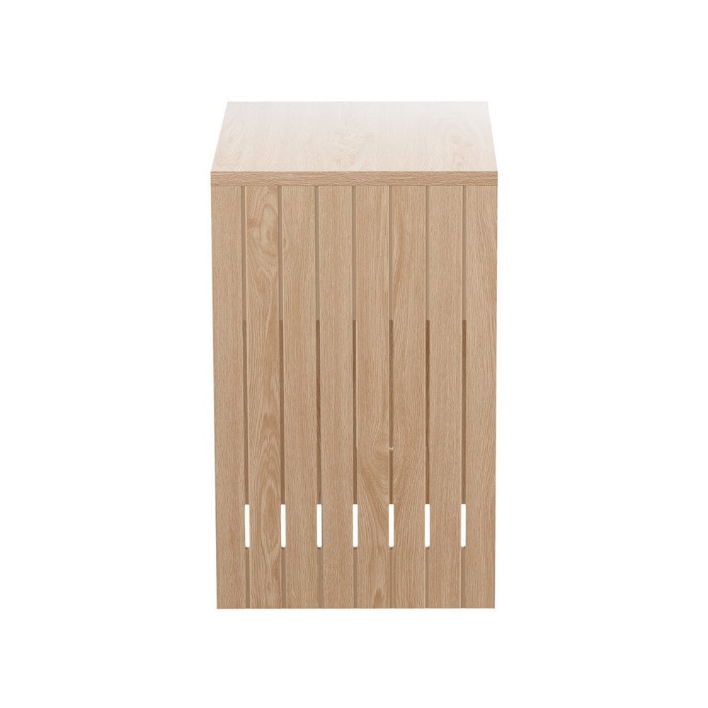Artiss Coffee Table Storage Shelf Fluted Side Pine - SportZone.co.nz