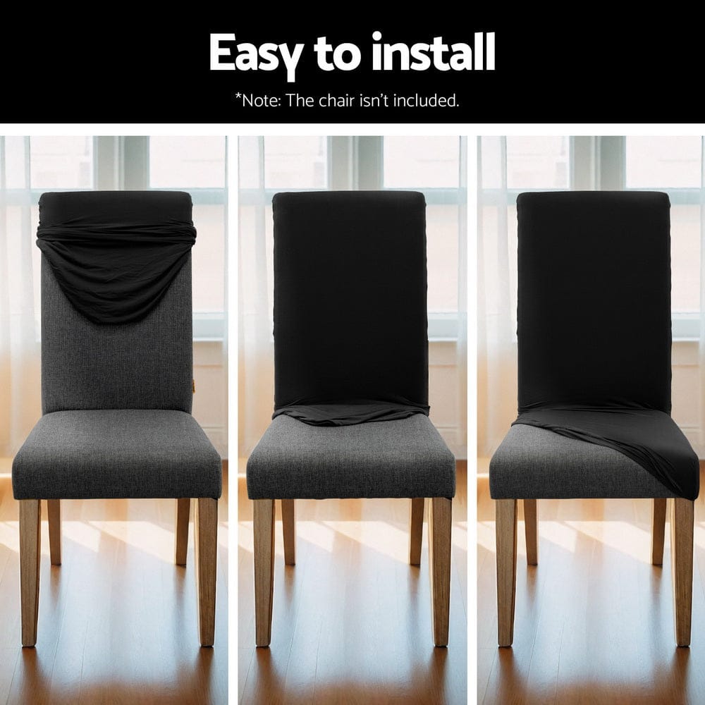 Artiss Dining Chair Covers 6x Slipcovers Spandex Stretch Banquet Wedding Black - SportZone.co.nz