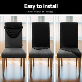 Artiss Dining Chair Covers 6x Slipcovers Spandex Stretch Banquet Wedding Black - SportZone.co.nz