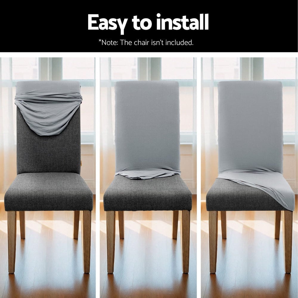 Artiss Dining Chair Covers 6x Slipcovers Spandex Stretch Banquet Wedding Grey - SportZone.co.nz