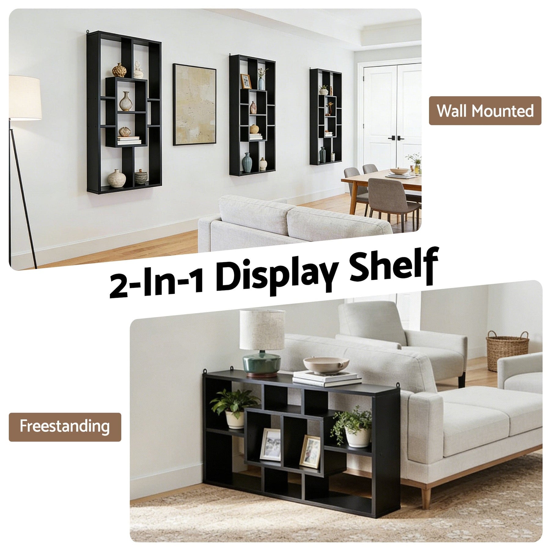 Artiss Floating Wall Shelves Bookshelf Black - SportZone.co.nz