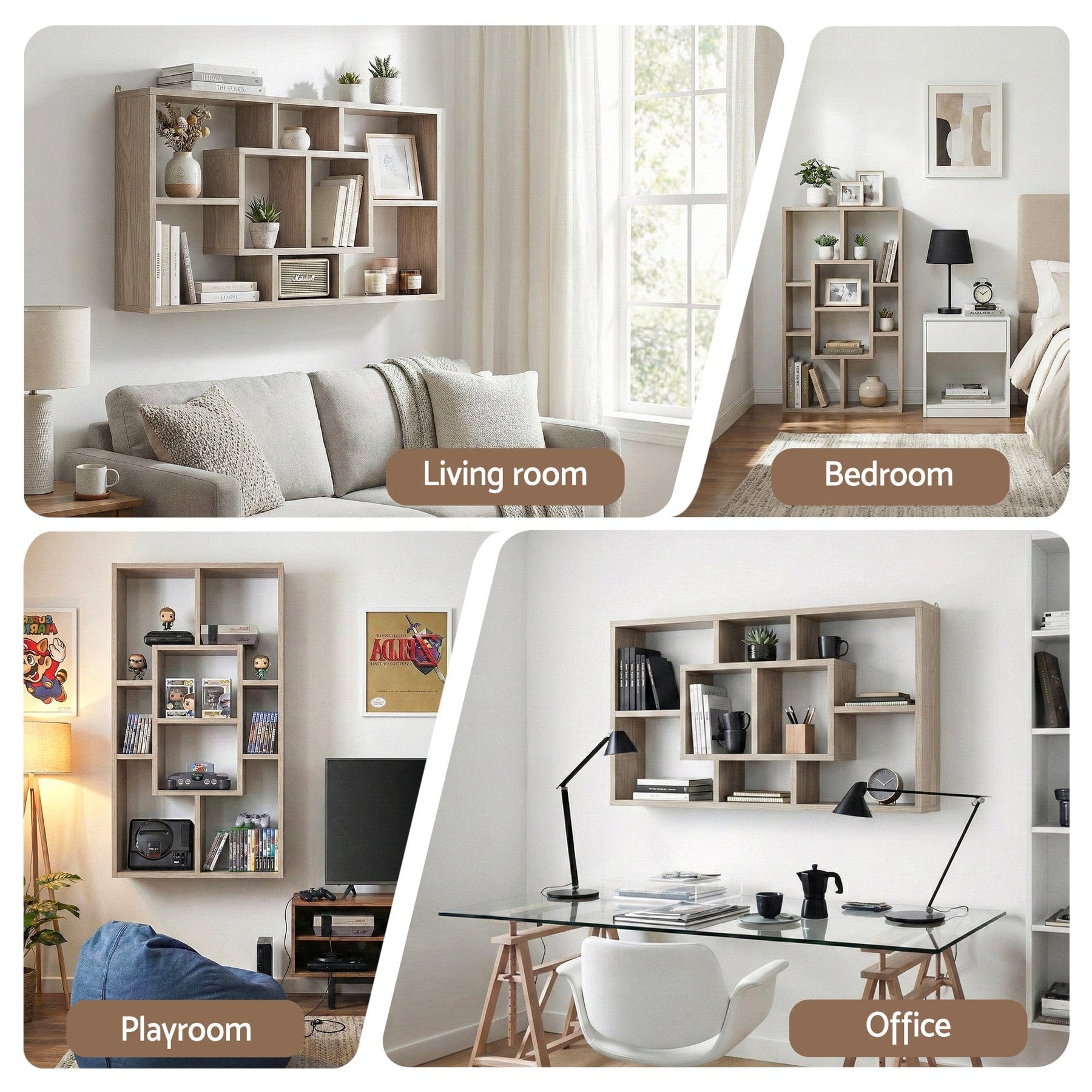 Artiss Floating Wall Shelves Bookshelf Wood - SportZone.co.nz