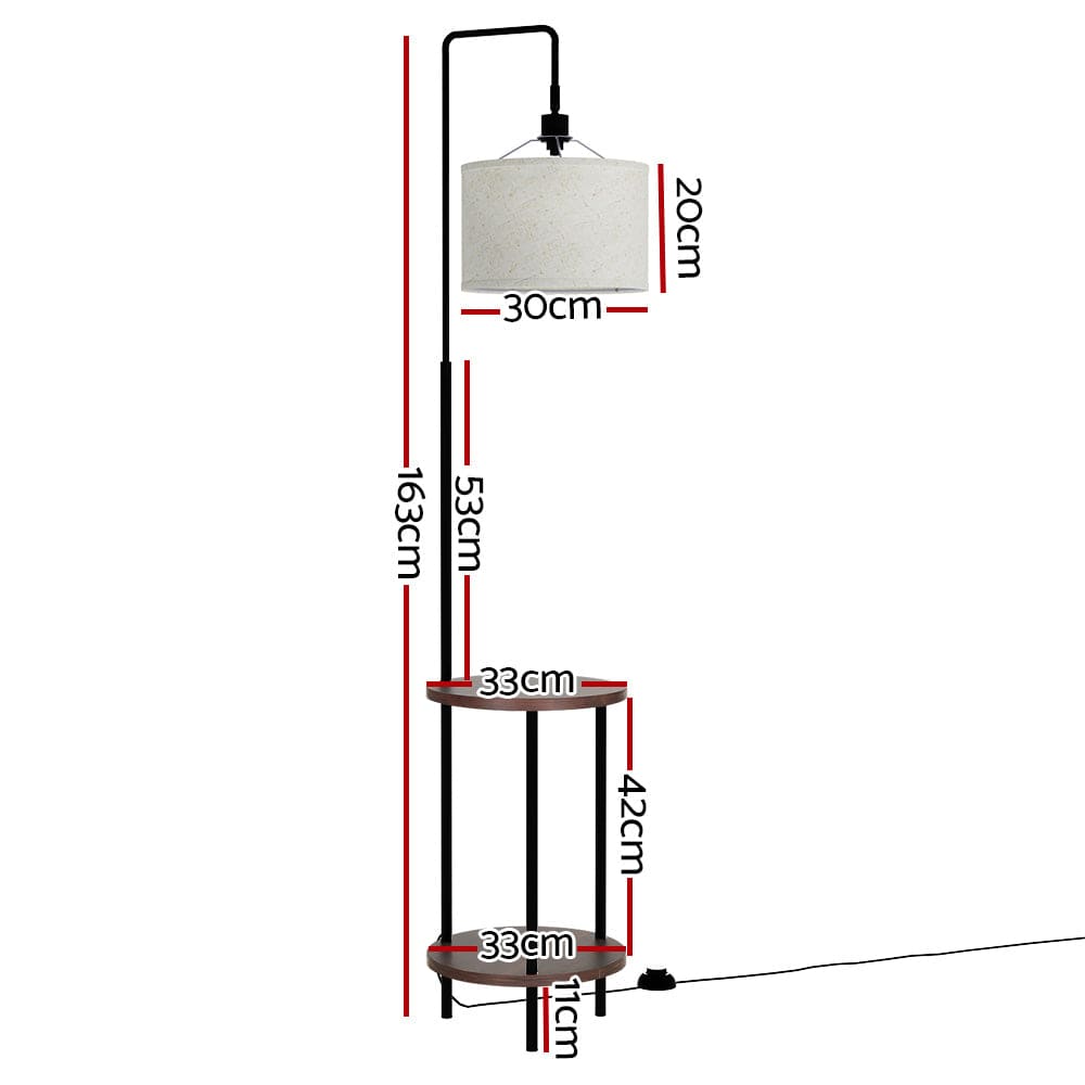 Artiss Floor Lamp 2 Tier Shelf Storage LED Light Stand Home Room Adjustable Head - SportZone.co.nz