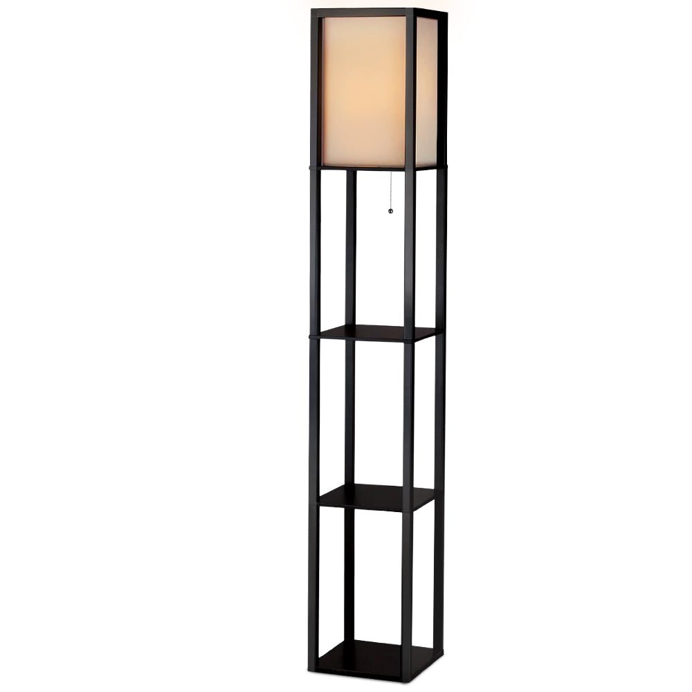 Artiss Floor Lamp 3 Tier Shelf Shelf Storage LED Light Stand Home Room Vintage Black - SportZone.co.nz