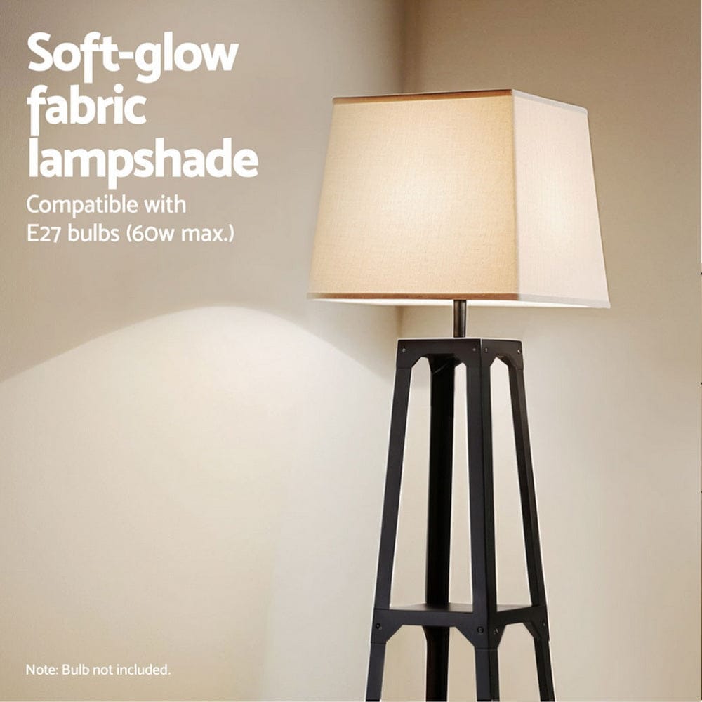 Artiss Floor Lamp 3 Tier Shelf Storage LED Light Stand Home Room Vintage White - SportZone.co.nz