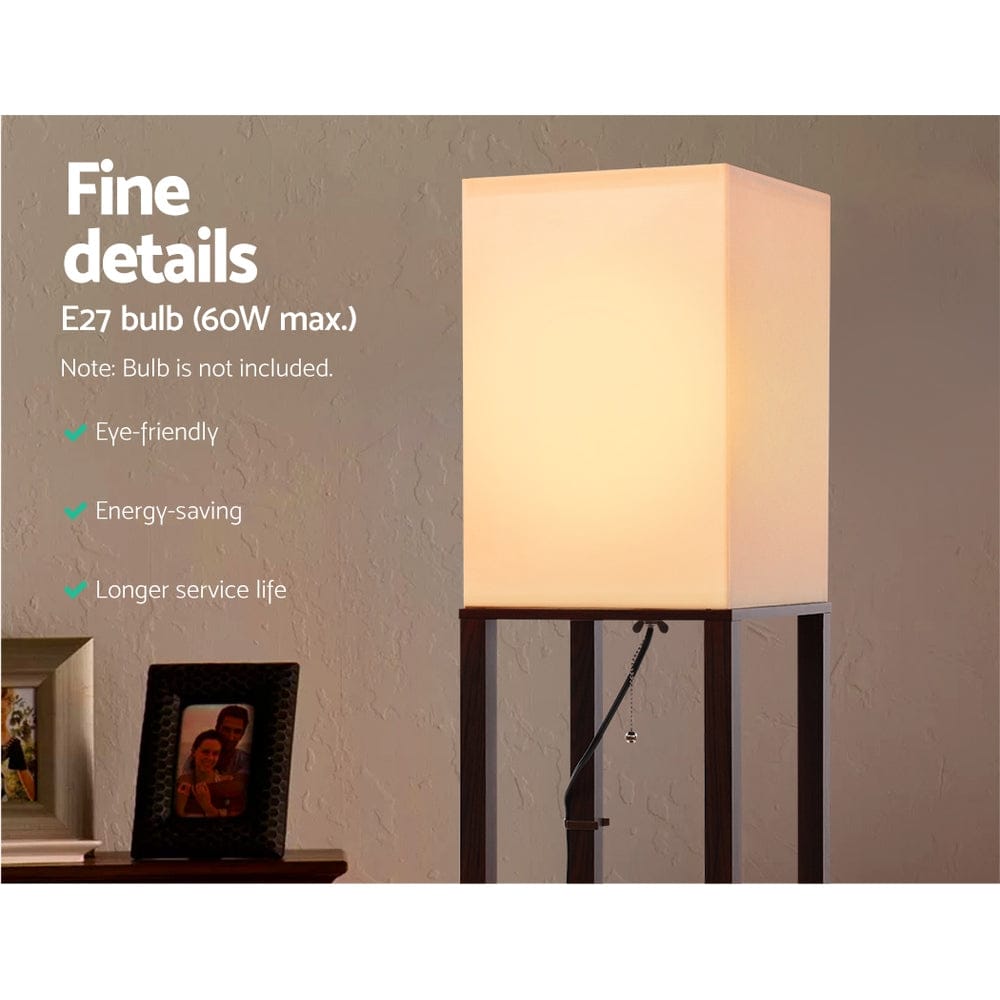 Artiss Floor Lamp 3 Tier Shelf Storage LED Light Stand Home Room Vintage White - SportZone.co.nz