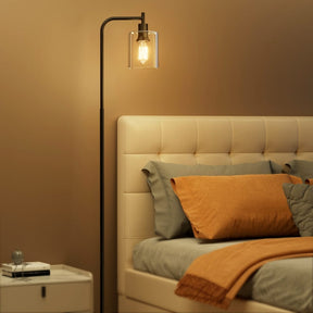 Artiss Floor Lamp Light Stand Modern Home Living Room Office Reading Glass Shade Black - SportZone.co.nz