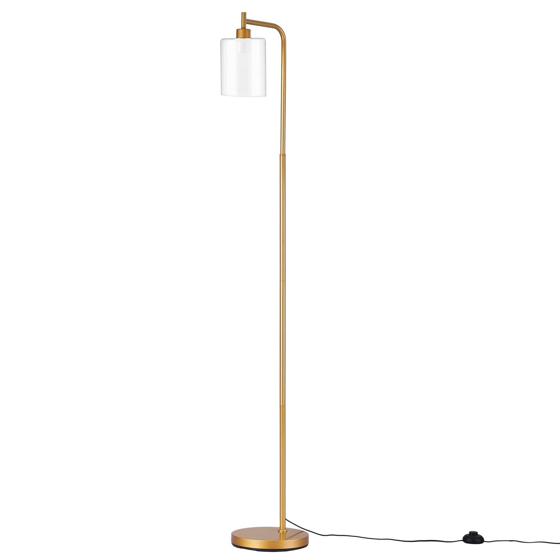 Artiss Floor Lamp Modern Industrial Standing Light with Clear Glass Shade, GoldMetal Tall Lamp for Living Room, Bedroom & Office, Anti-Tipping Weighted Base & Foot Switch (Bulb Not Included) - SportZone.co.nz