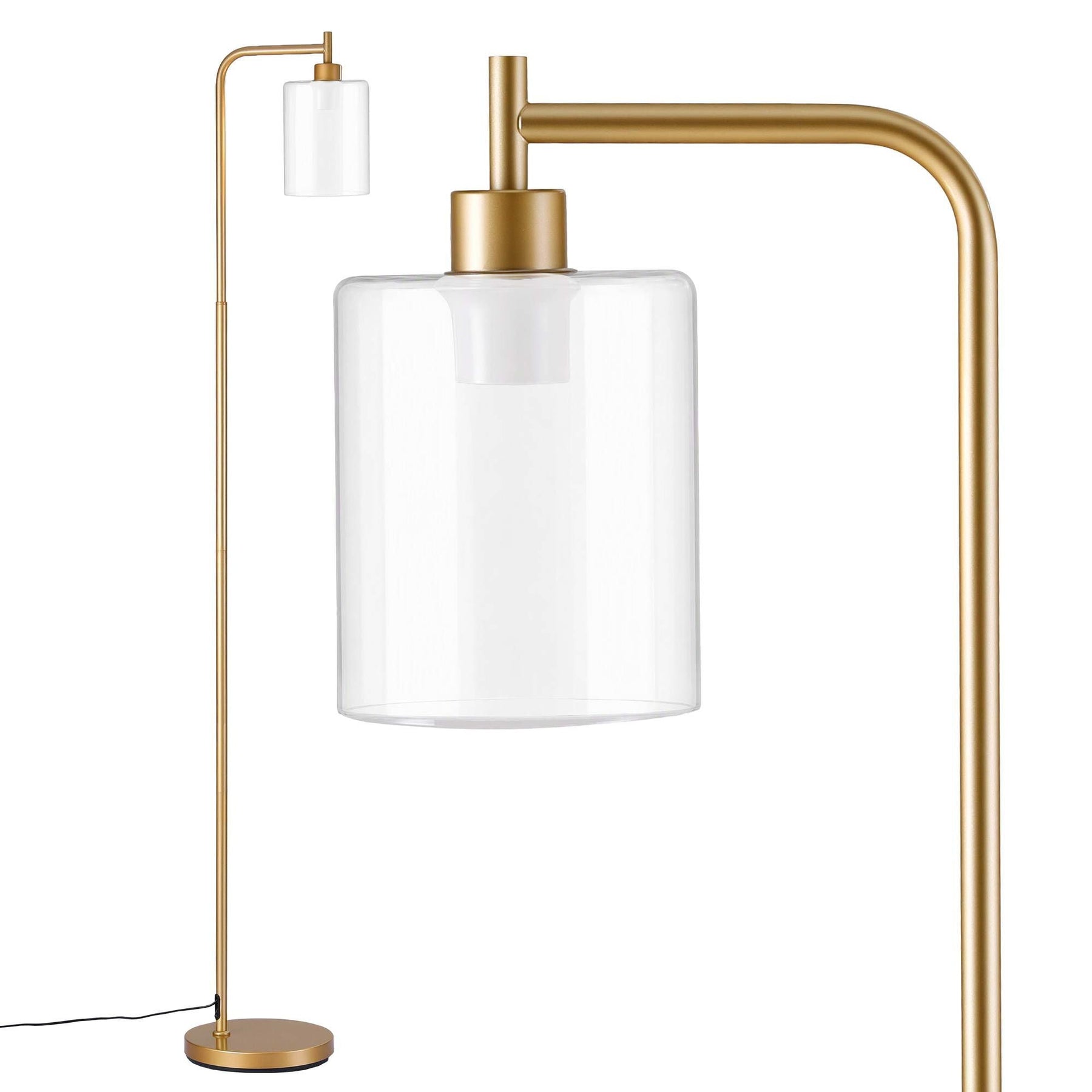Artiss Floor Lamp Modern Industrial Standing Light with Clear Glass Shade, GoldMetal Tall Lamp for Living Room, Bedroom & Office, Anti-Tipping Weighted Base & Foot Switch (Bulb Not Included) - SportZone.co.nz