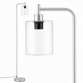 Artiss Floor Lamp Modern Industrial Standing Light with Clear Glass Shade, Silver Metal Tall Lamp for Living Room, Bedroom & Office, Anti-Tipping Weighted Base & Foot Switch (Bulb Not Included) - SportZone.co.nz