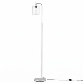 Artiss Floor Lamp Modern Industrial Standing Light with Clear Glass Shade, Silver Metal Tall Lamp for Living Room, Bedroom & Office, Anti-Tipping Weighted Base & Foot Switch (Bulb Not Included) - SportZone.co.nz